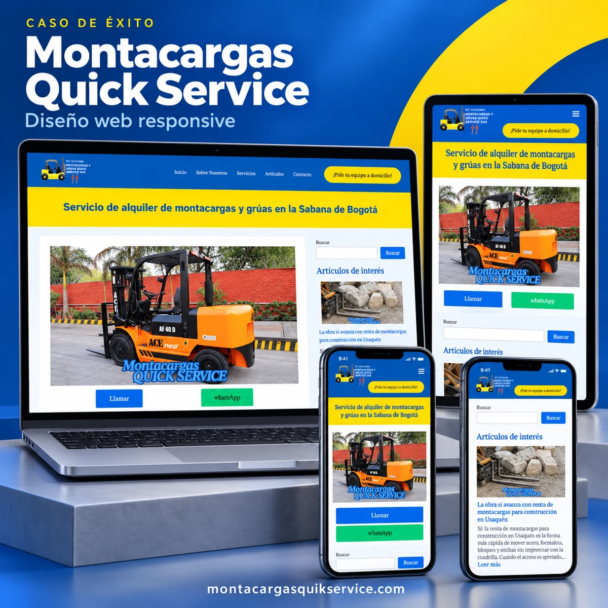 Presentación del sitio web de Montacargas y Grúas Quick Service S.A.S.