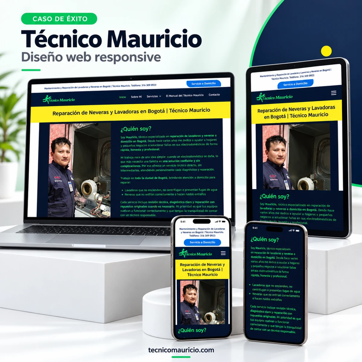 Presentación del sitio web de Técnico Mauricio